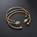 Elegant Leaf Open Bangle Bracelet