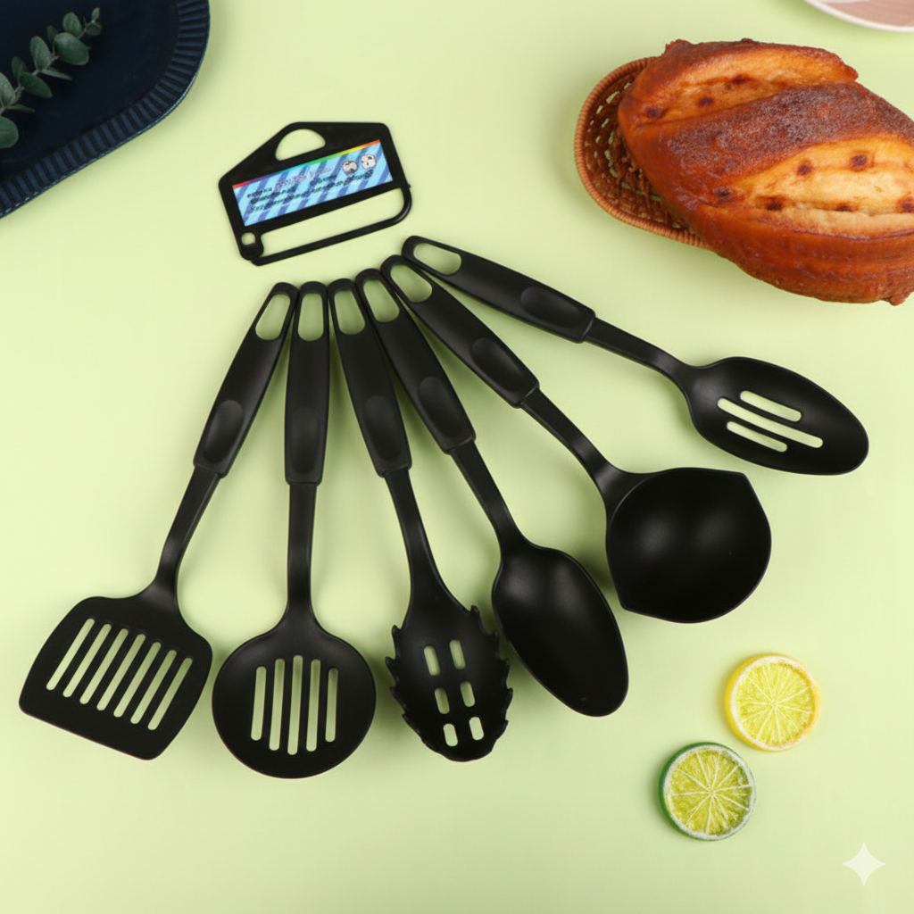 6 Non Stick Plastic Spoons