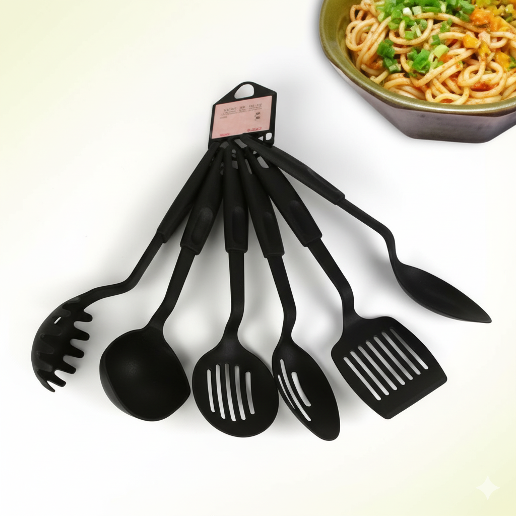 6 Non Stick Plastic Spoons